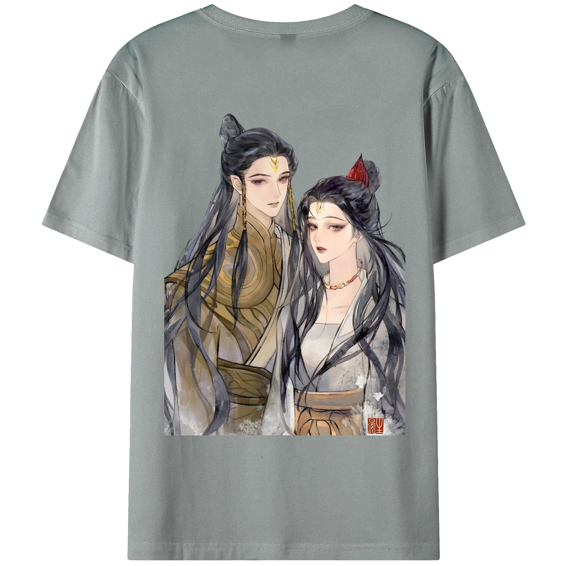 （画像用） Ne Zha 2 ナタ 魔童の大暴れ 綿100％ メンズ半袖Tシャツ（バックプリント） 通気性